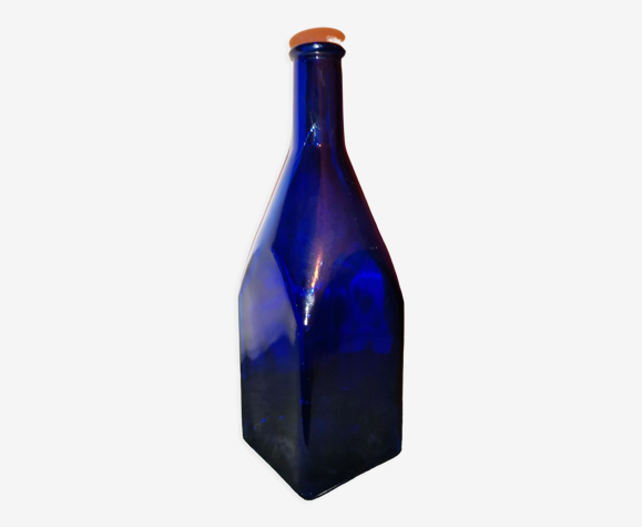 Bouteille vintage bleue colbalte