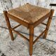 Vintage Wooden Stool with Woven Seat #D502
