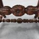 Louis XIII walnut stool with carved turned stretchers and upholstered seat