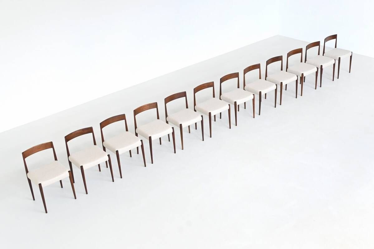 Kai Kristiansen set of twelve dining chairs rosewood Fritz Hansen Denmark 1961