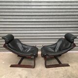 Pair of kroken leather armchairs design 1970