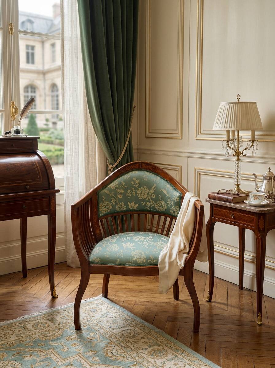 Elegante Poltrona da Camera in Ciliegio Intarsiato