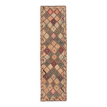 1970s Turkish Hand-Knotted Wool Cotton Orange Runner 84x320