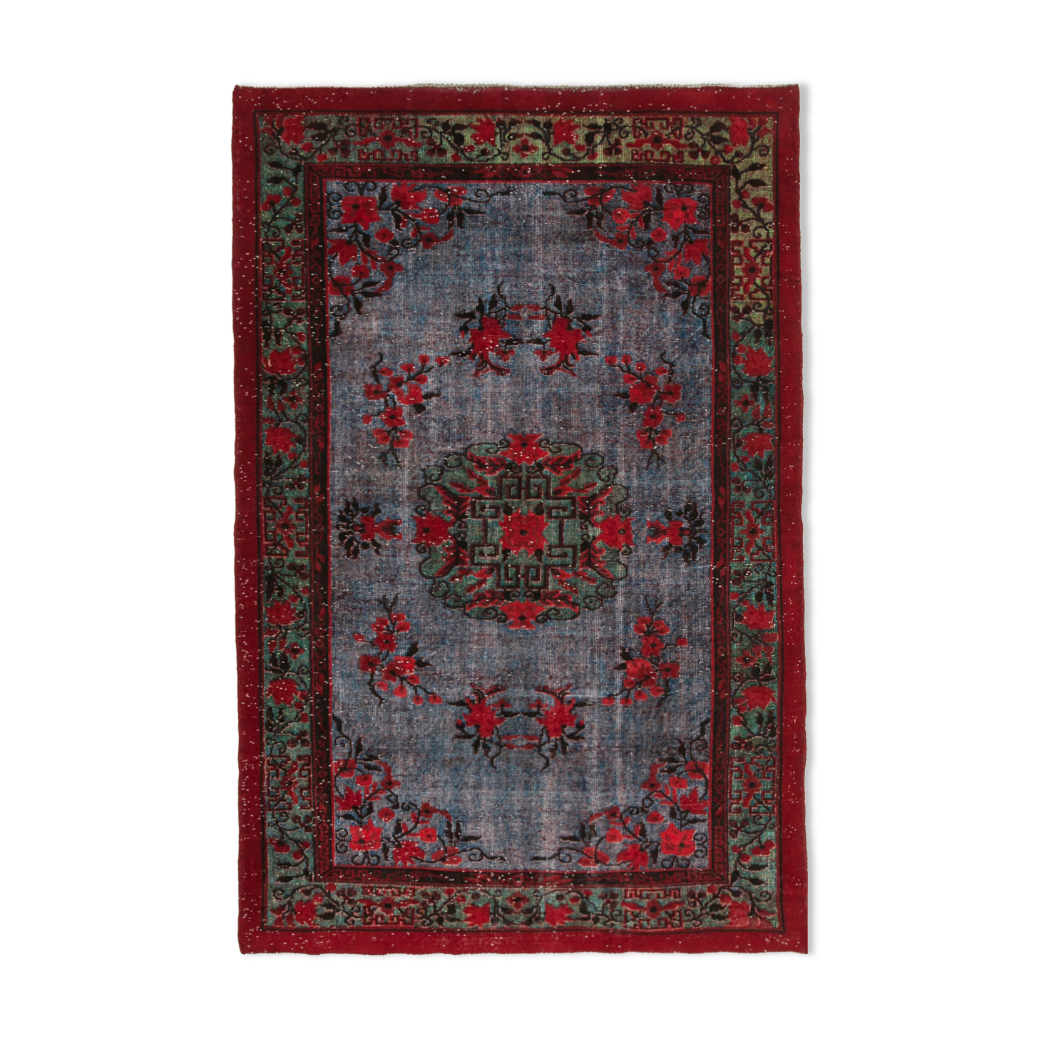 Handmade anatolian 1980s 196 cm x 302 cm red rug