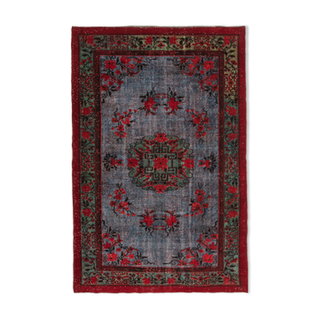 Handmade anatolian 1980s 196 cm x 302 cm red rug