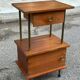 Mid-Century bedside table in solid teak/mahogany with brass, 1960.