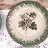 Set of 6 dessert plates in old green earthenware late 18th century frugal décor