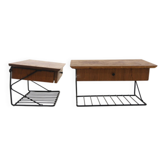 Set of 2 wall shelves in teak, Sweden, 1950.