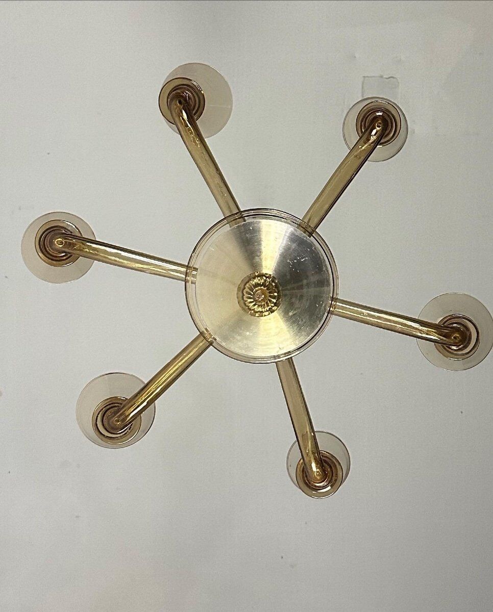 Venetian chandelier in Mordoré Murano glass circa 1940