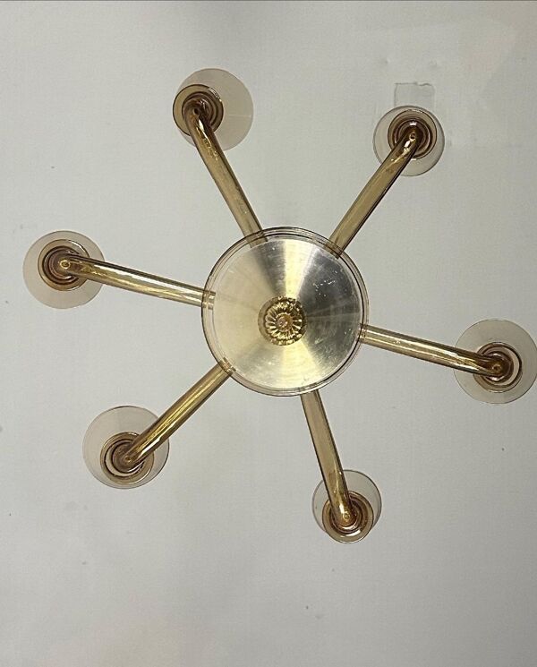 Lustre vénitien en verre de Murano mordoré vers 1940