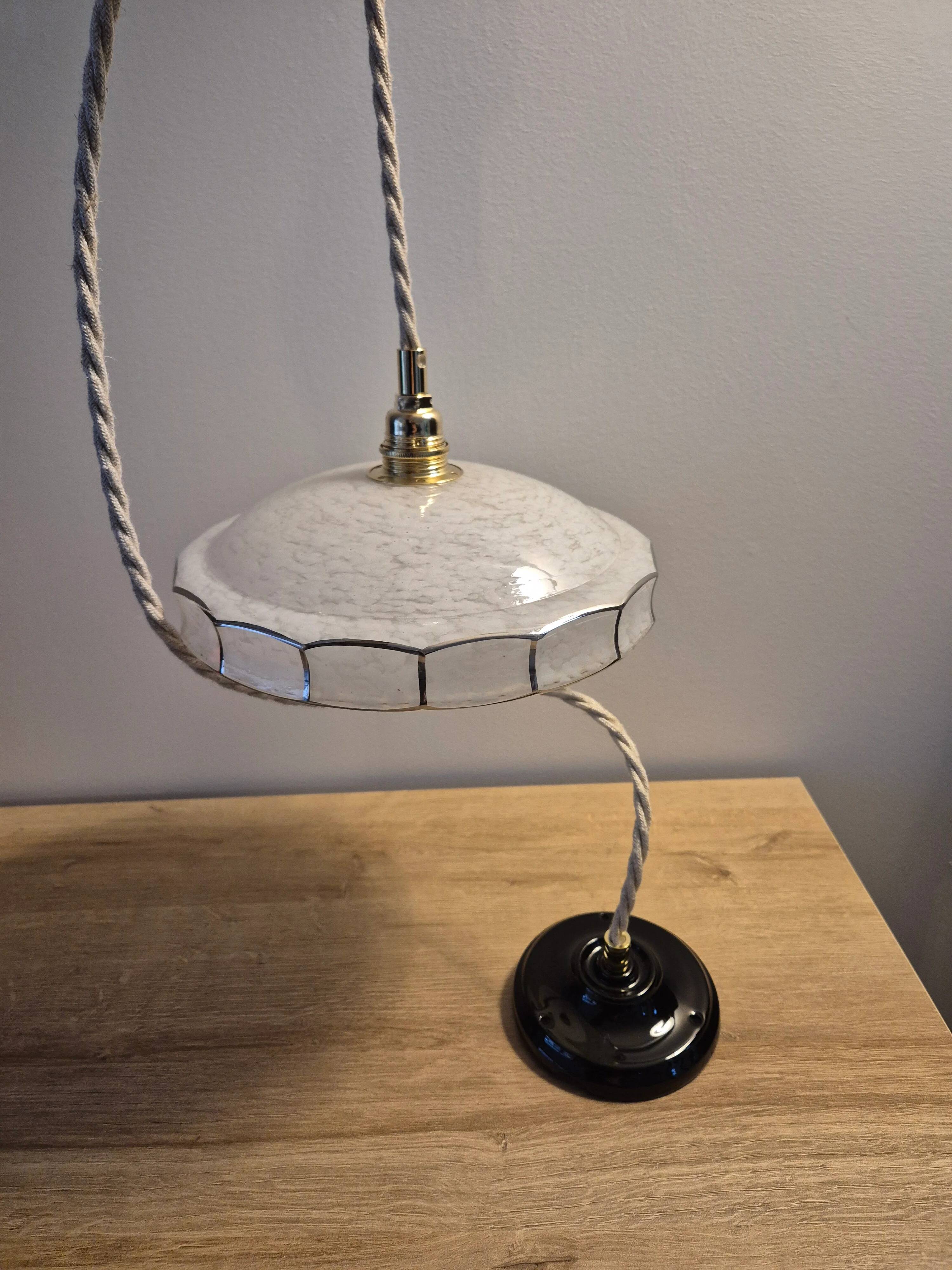 Suspension globe en verre des années 50