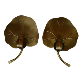 Paire d'appliques nénuphar laiton années 70