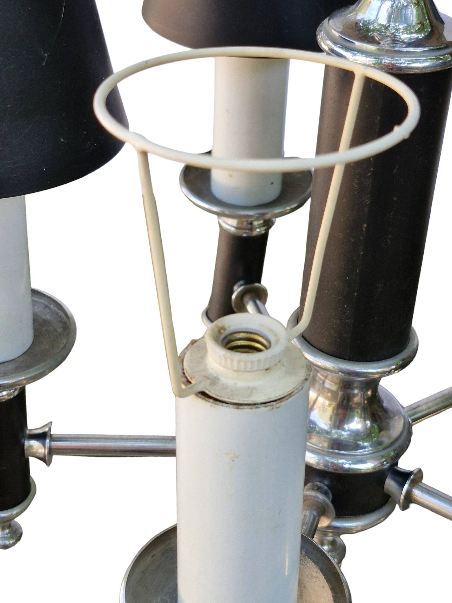 40s pendant chandelier with metal lampshades