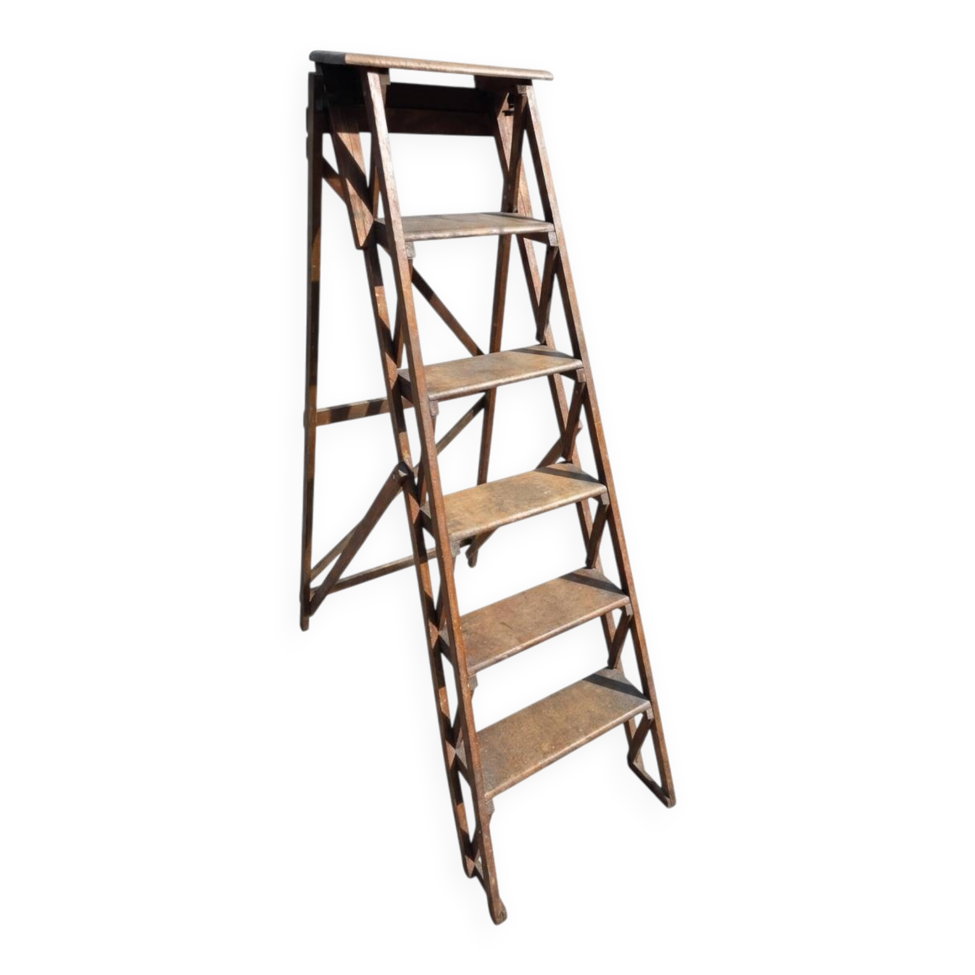 Old wooden step ladder with 6 steps