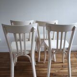 Set of 4 white wooden bistro chairs