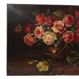 Large Flower Painting Still Life Roses Oil on Canvas 100x60cm