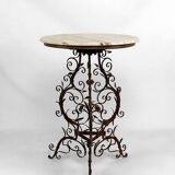 Wrought iron pedestal table and marble top, Venice, Italy, 17th century