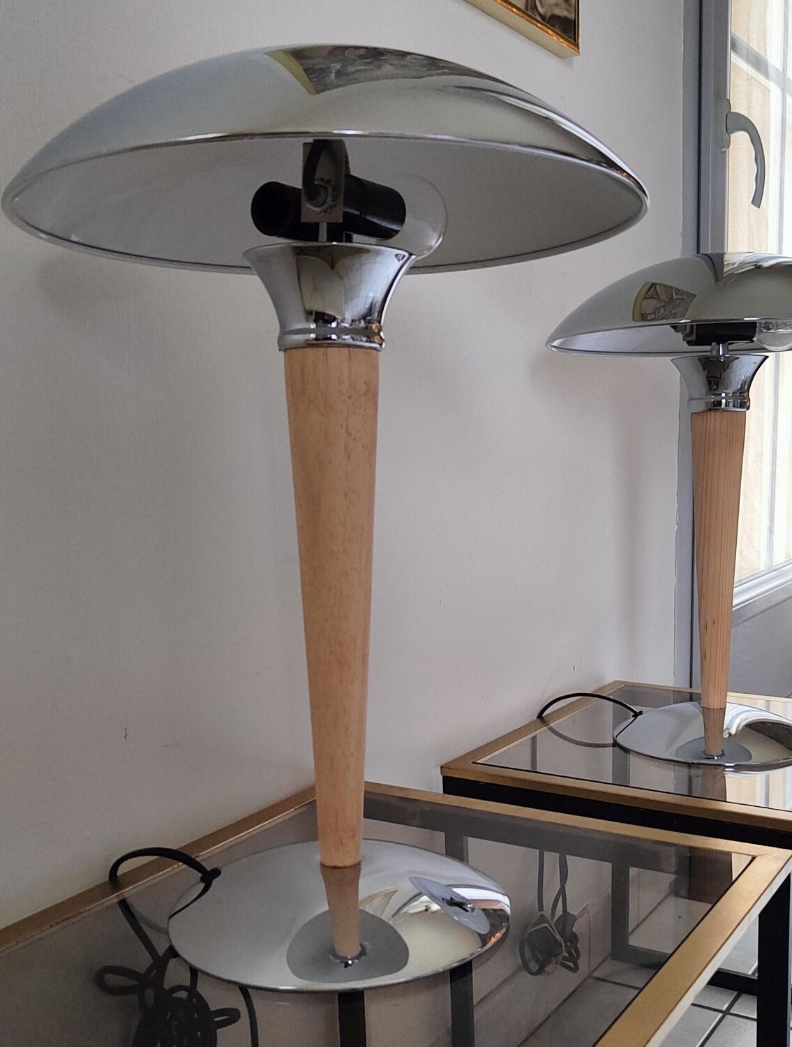 Paire de lampes champignon (dit paquebot ) vintage 1980