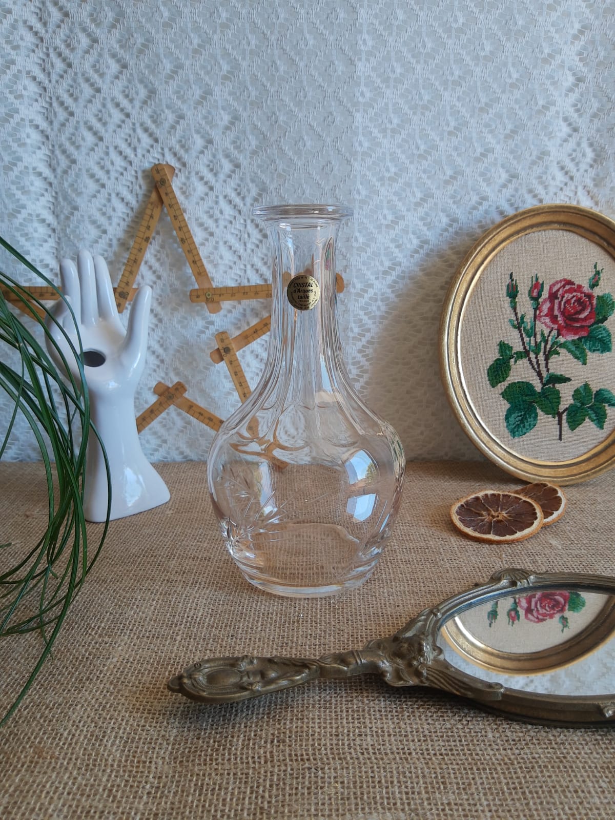 Carafe cristal d'arques épis taillé vintage