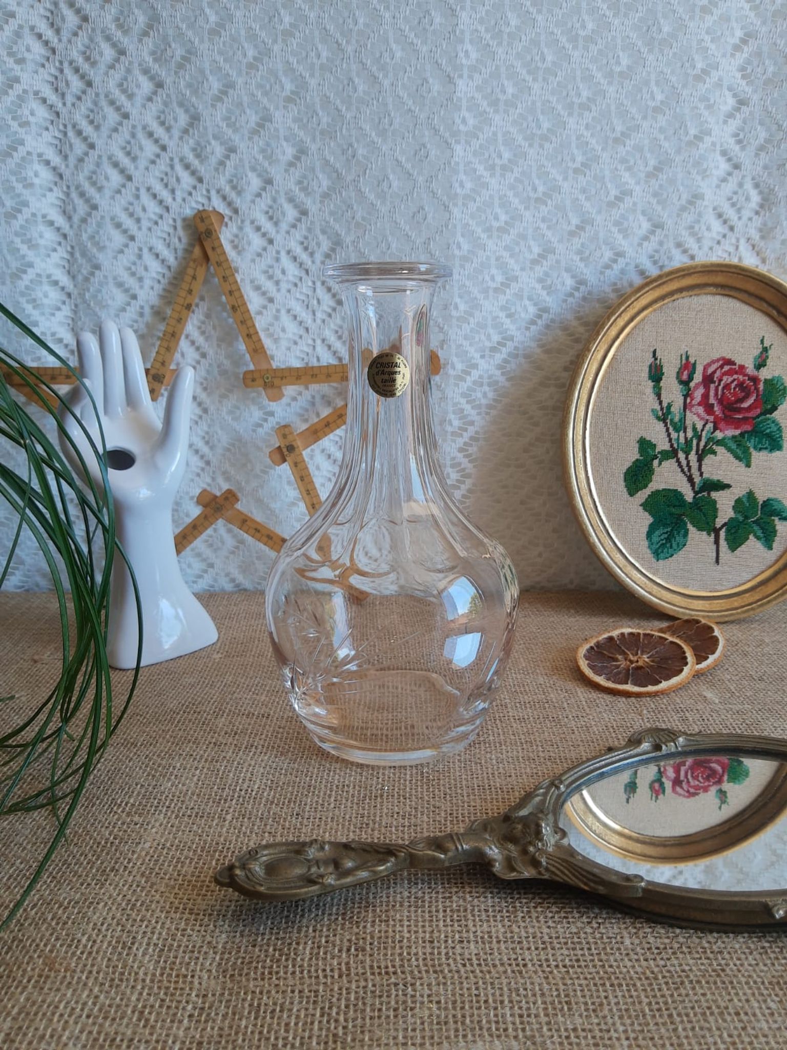 Carafe cristal d'arques épis taillé vintage