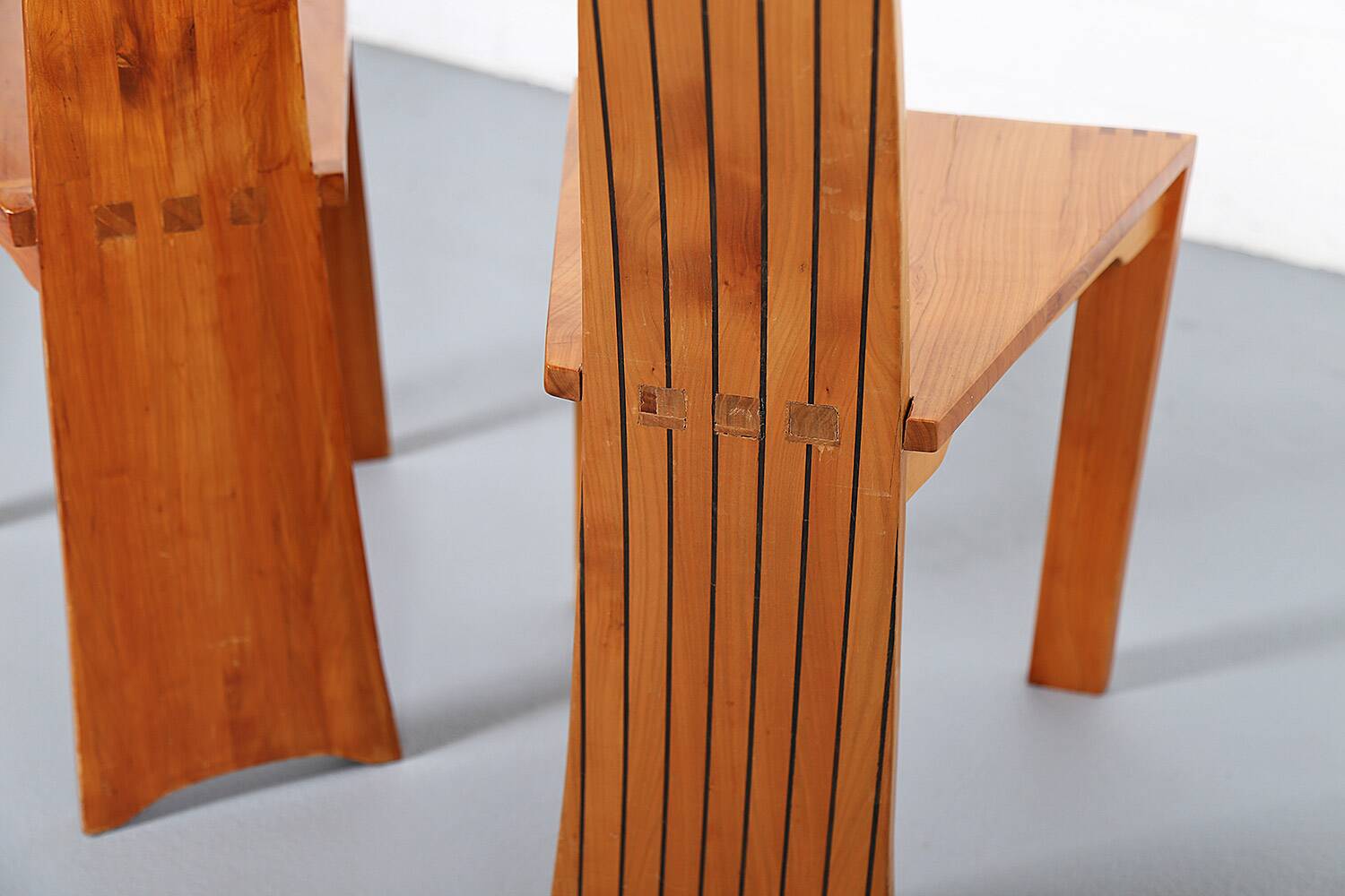 Set of two Cherry Pearl Dot Plank Back Chairs by Robert Williams, Islington