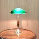 Lampe de bureau ministérielle Churchill en verre vert et laiton