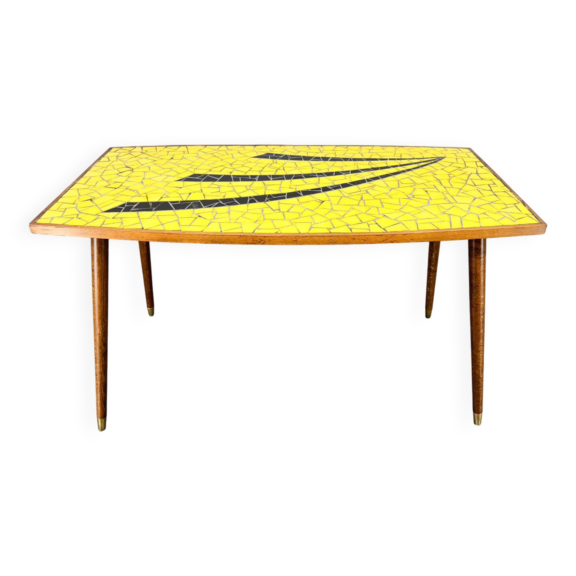 Midcetury Wood & Glass Mozaik Coffee or Side Table, Germany