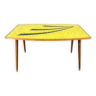 Midcetury Wood & Glass Mozaik Coffee or Side Table, Germany