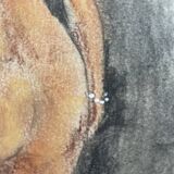 Painting signed pastel female portrait “the ocher sofa” 42x30 cm