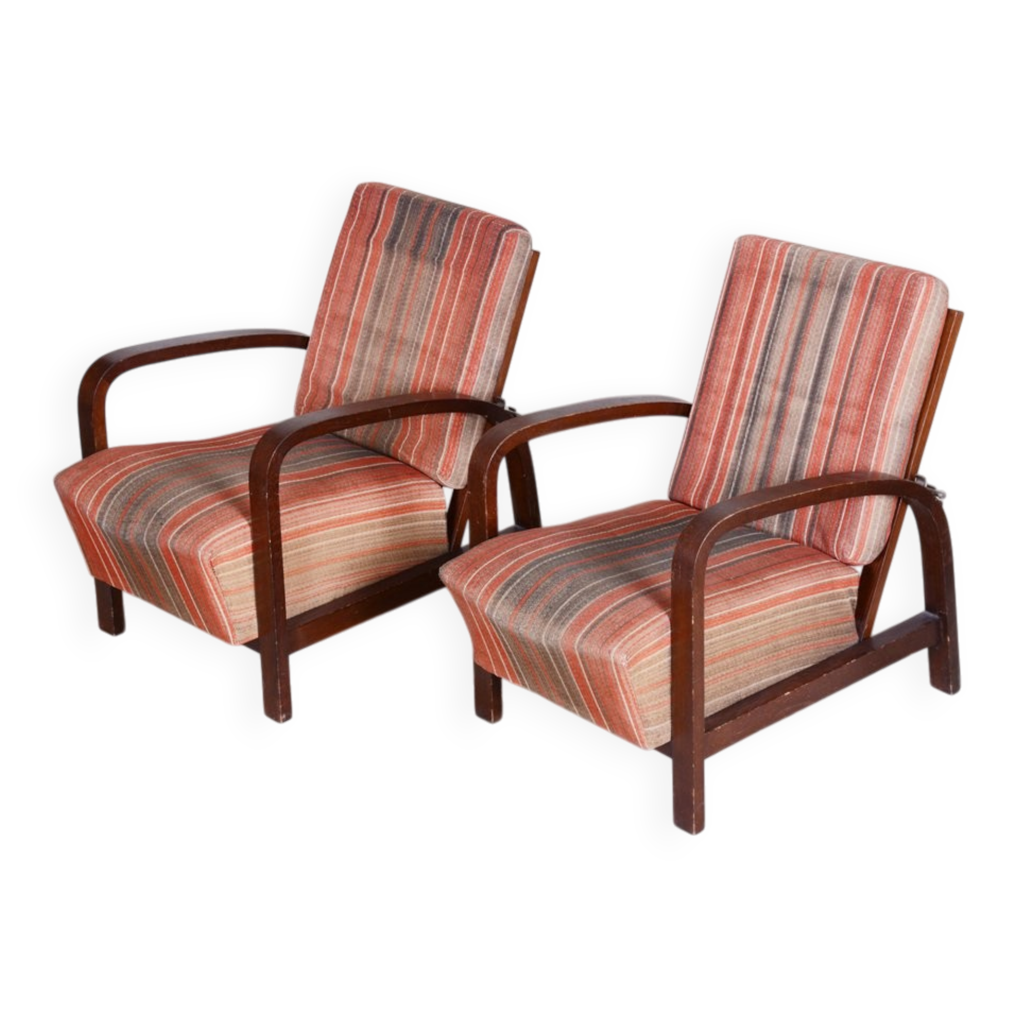 Set of Art Deco Armchairs in Oak, Czech, 1930s