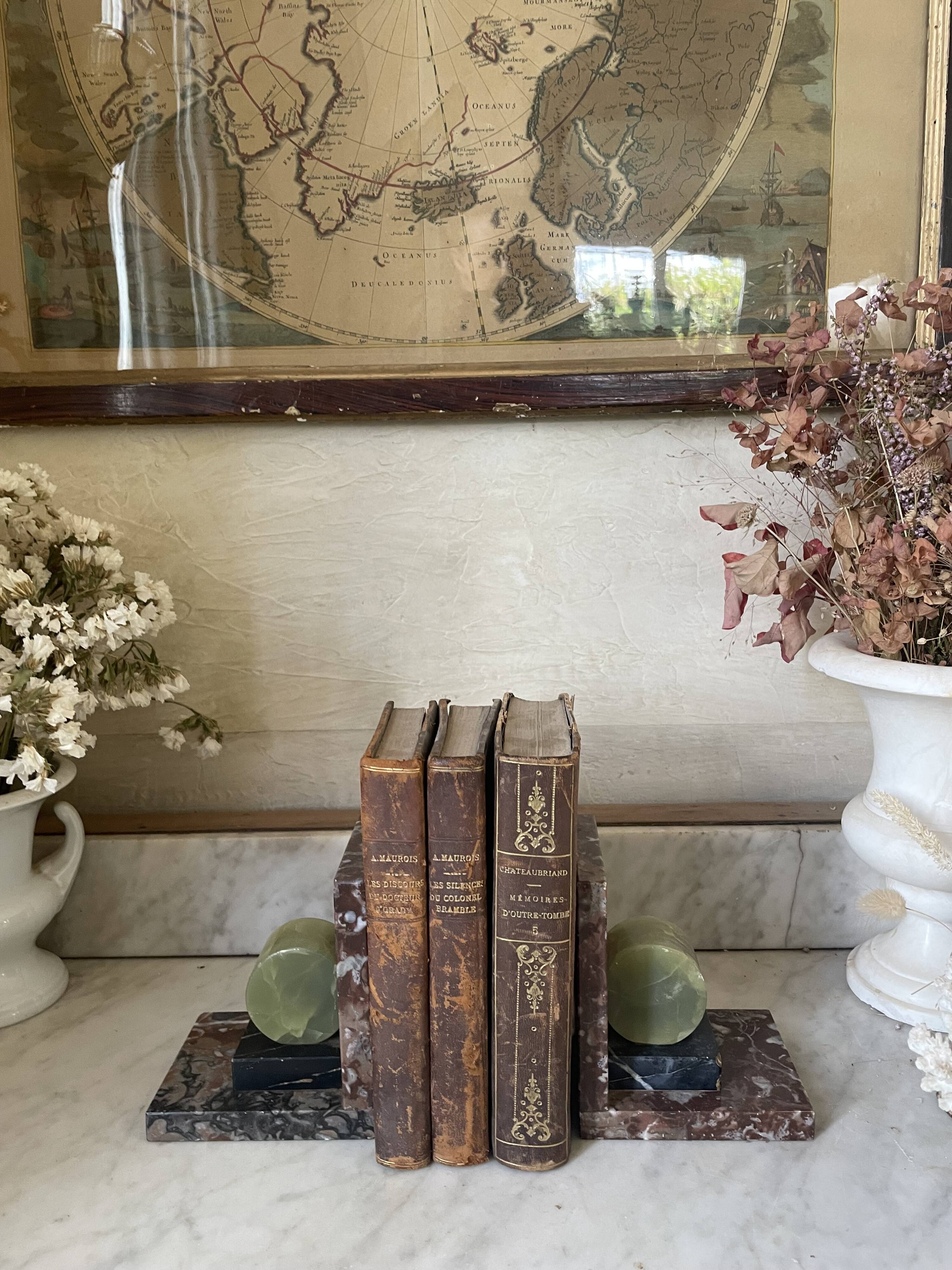 pair of marble and onyx Art Deco bookends