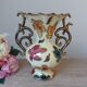 Vintage vase from Belgium signed – 1950s ceramic, decorated with coloured leaves.