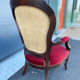 Red velvet voltaire armchair