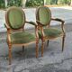 Set of 8 Louis XVI medallion chairs and armchairs in green velvet, 1950.