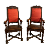PAIR OF ARMCHAIRS WITH HIGH BACK STYLE LOUIS XIII