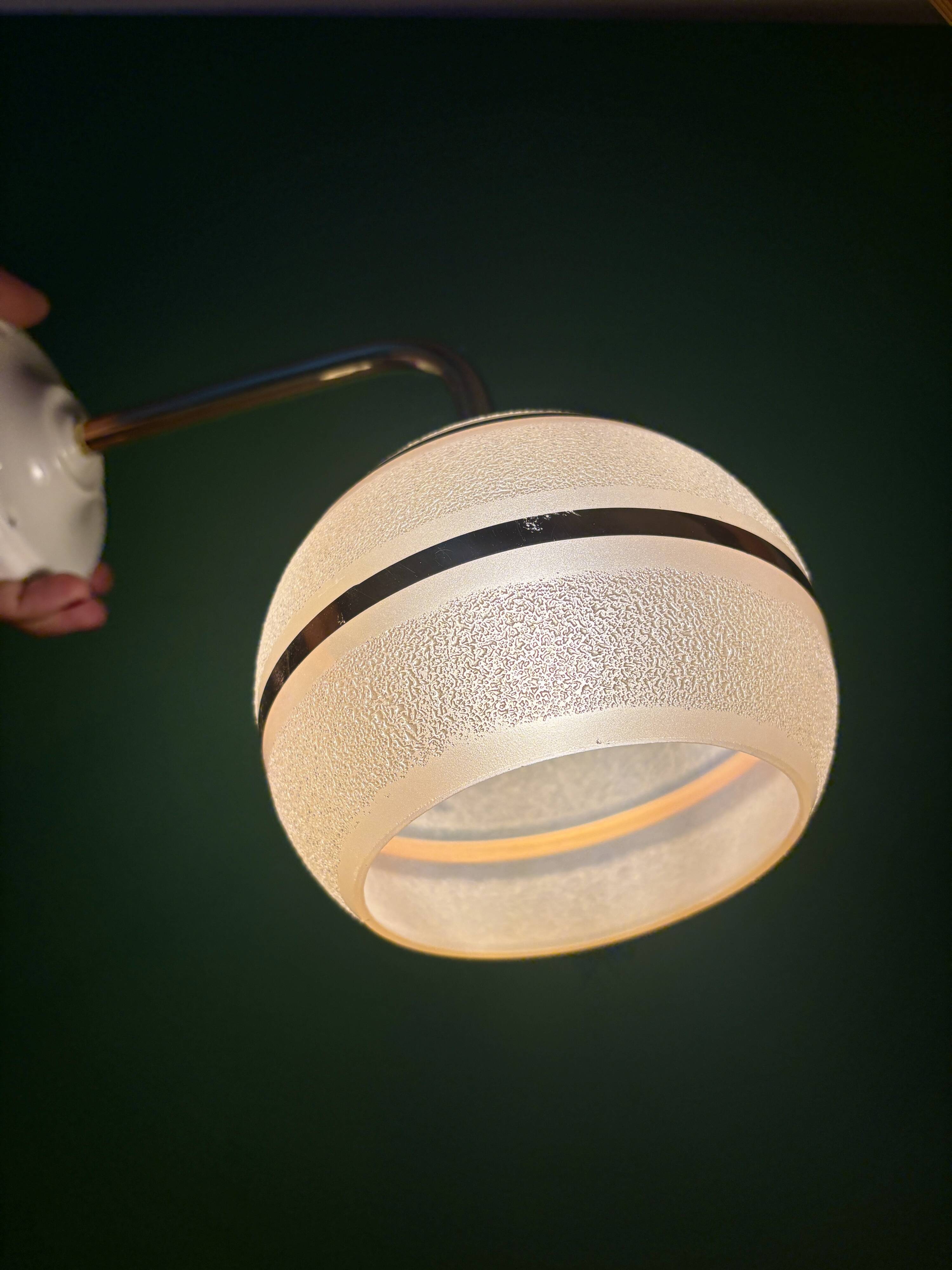 Vintage globe angled wall light in yellow and gold granite glass