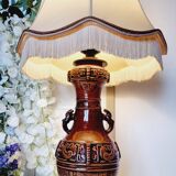 Large vintage table lamp in glazed ceramic, Oriental style 50s-60s.