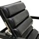 Black leather chaise longue, Eileen Gray design, 1927, France, circa 1975.