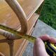 vintage rattan shelf on stand