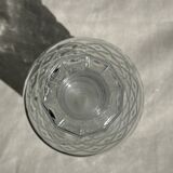 Small cylindrical glass whiskey decanter H:23