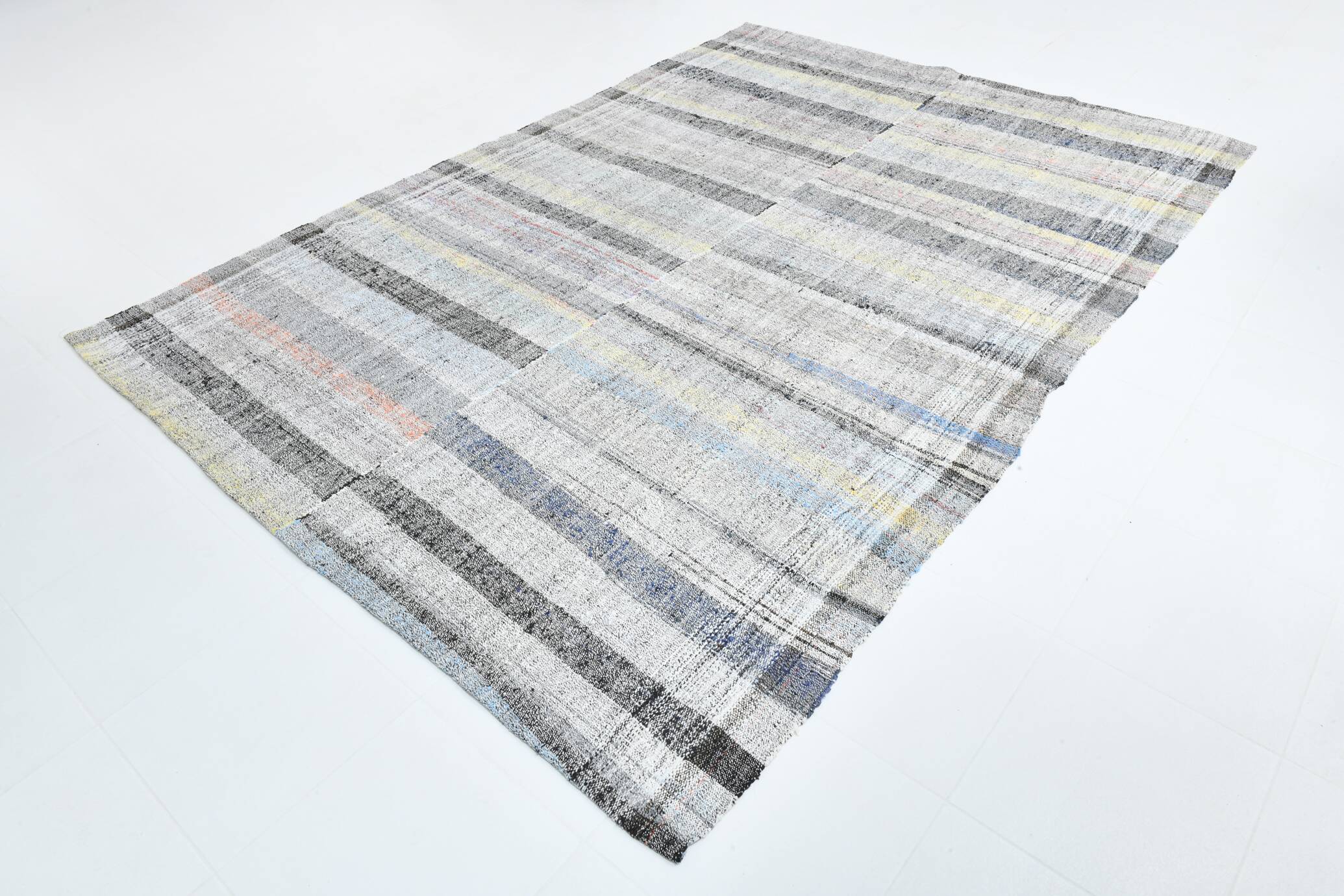7x10 Soft Pastel Bohemian Hand Woven Turkish Kilim Rug, 220x304Cm