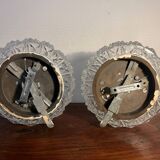 Paire d'appliques, plafonniers ronds en verre ciselé, années 60
