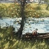 Aquarelle ancienne fin XIX encadrée signée