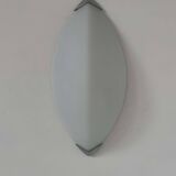 Pair of vintage wall lights, chrome and sandblasted glass, Italy 1980.