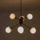 Impressive brass chandelier with opaline globes, Italy 1960s