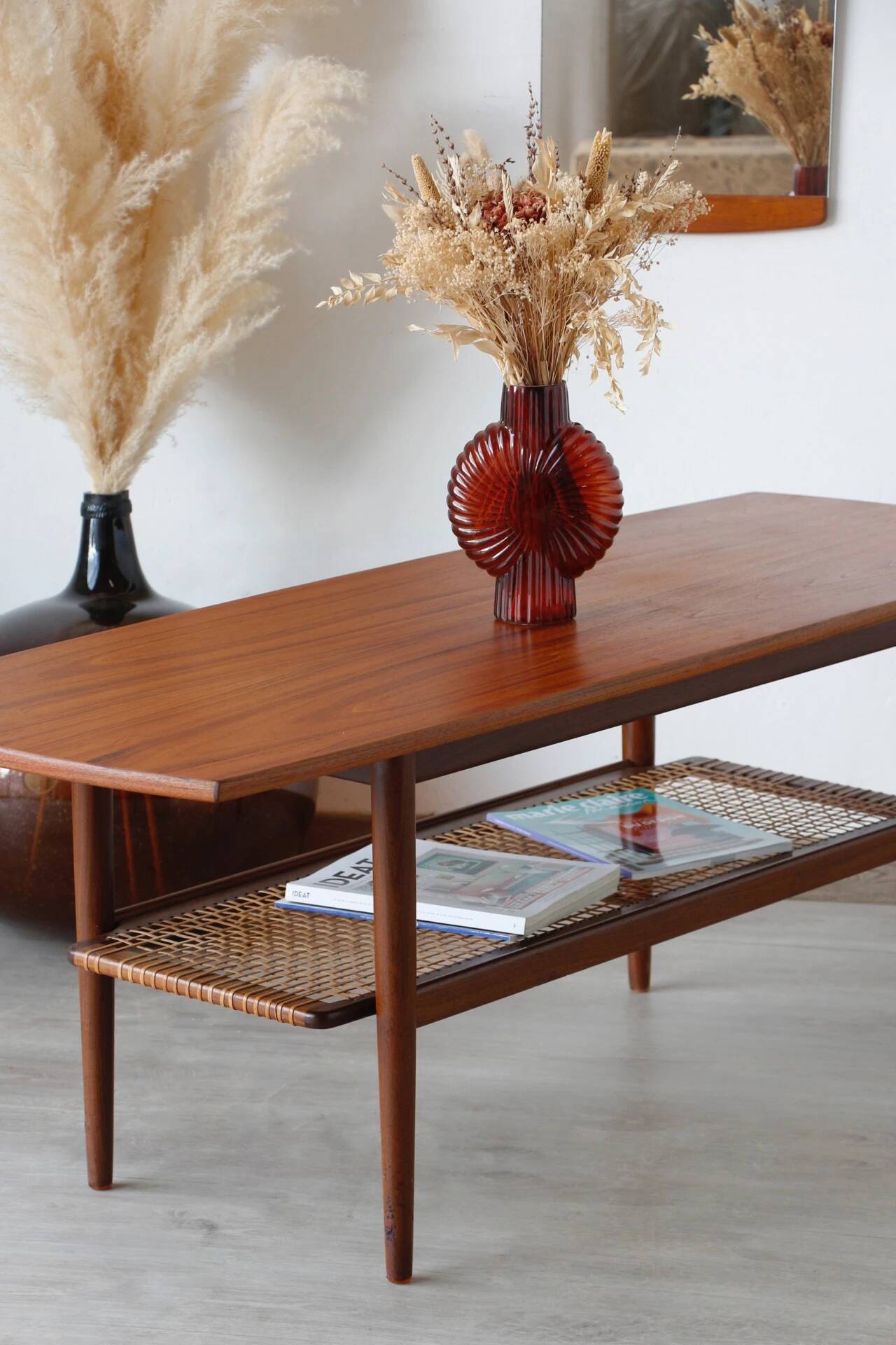 Table basse danoise double plateau en teck 1960