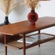 Table basse danoise double plateau en teck 1960