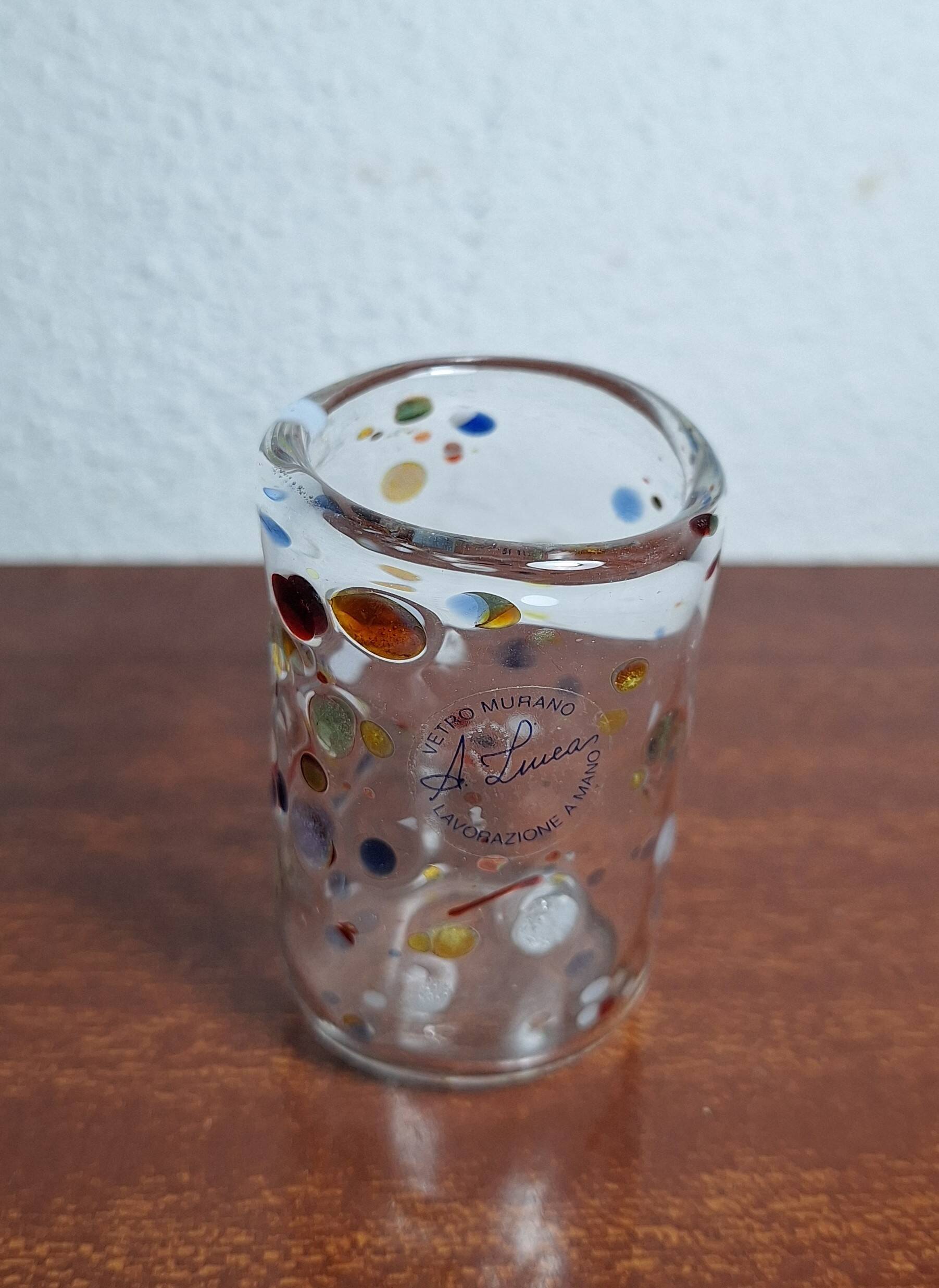 . Murano Glass Decanter with Two Glasses – Handblown Multicolor Millefiori