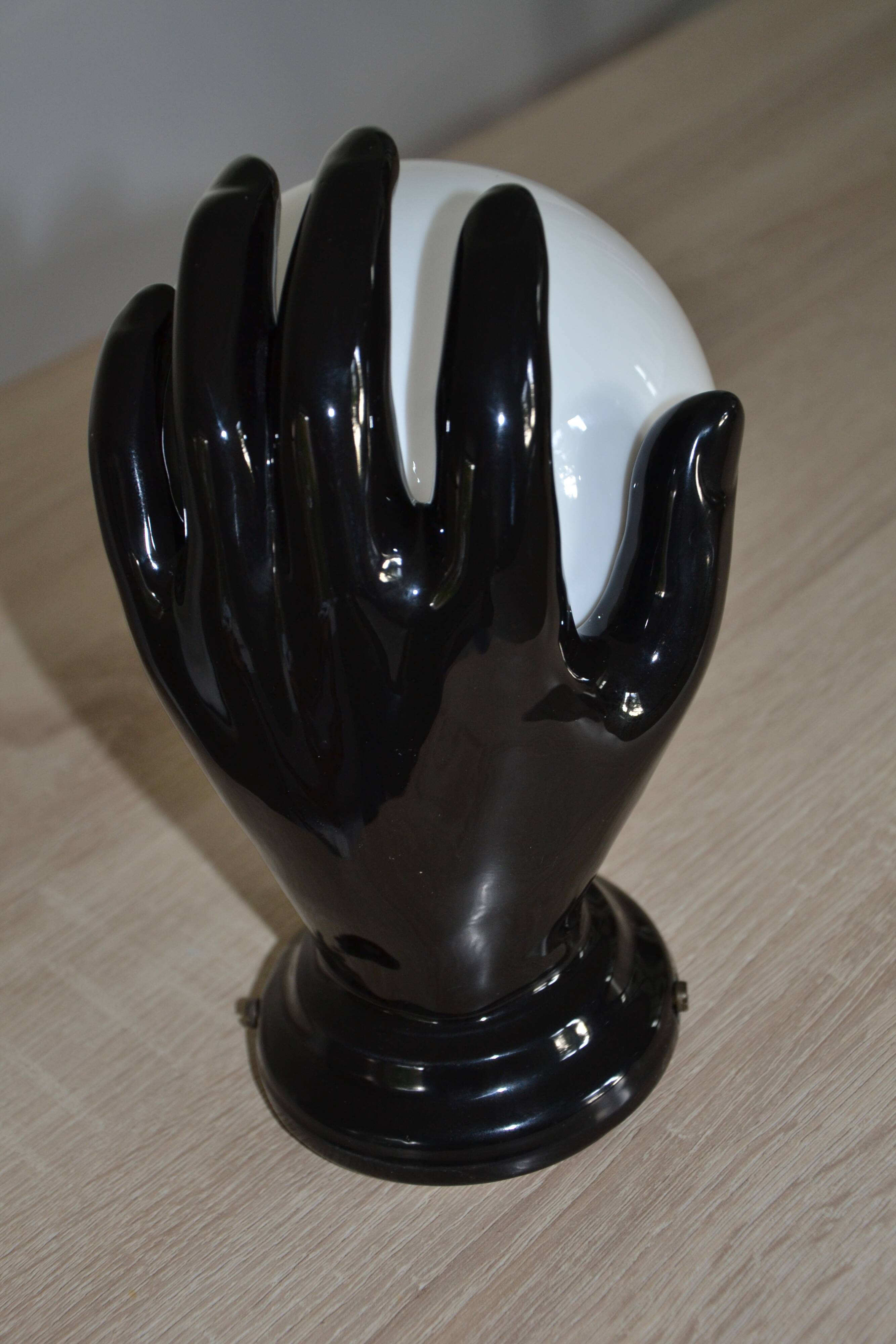 Vintage black opaline globe wall lamp