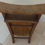 Vintage wooden prayer chair, double woven straw, lift-up seat